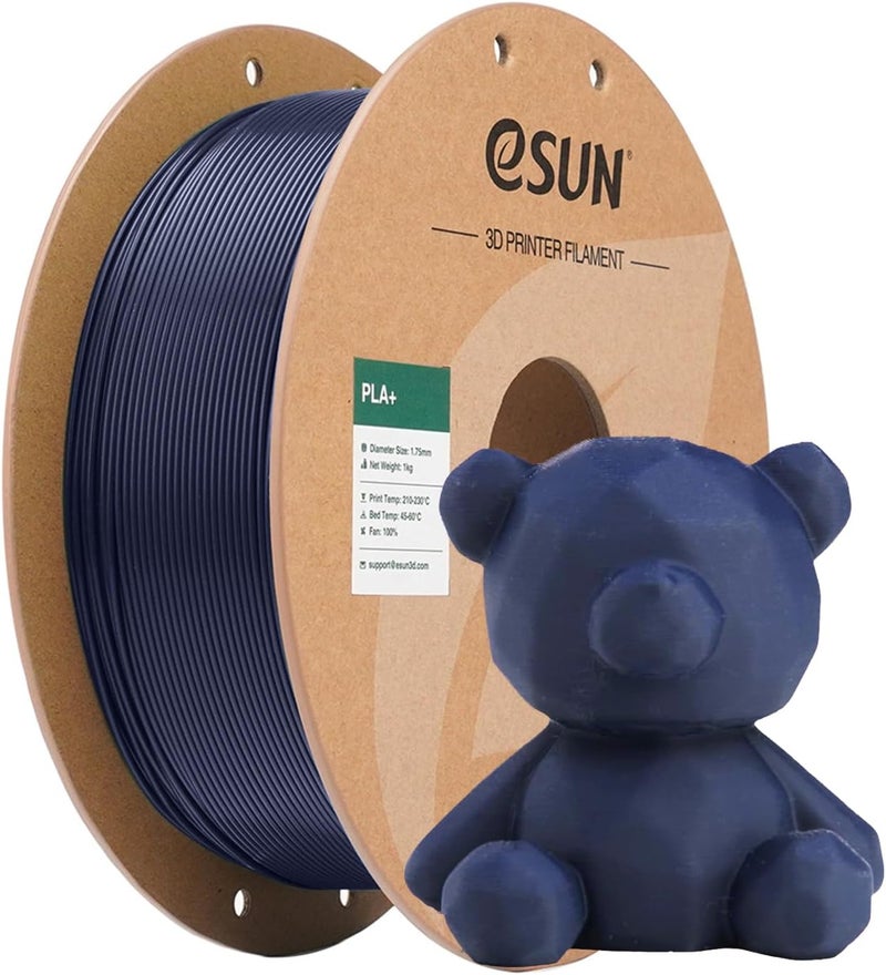 eSUN PLA+ Filament 1.75mm 1KG, 3D Printer Filament Dimensional Accuracy +/- 0.03mm, 1kg Cardboard Spool(2.2lbs) 3D Printing Filament, Fits for Most FDM 3D Printers(Dark Blue) - Image 1